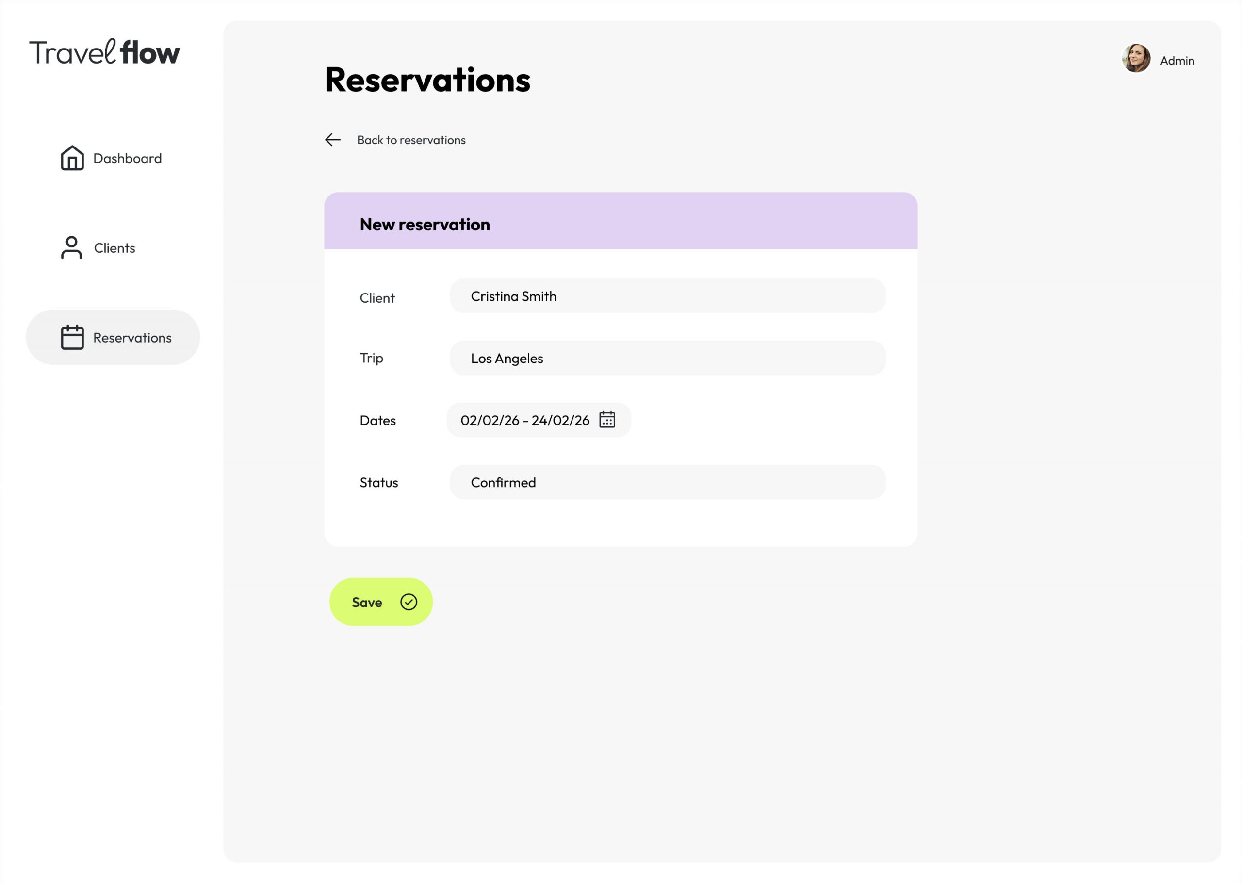 New reservation
